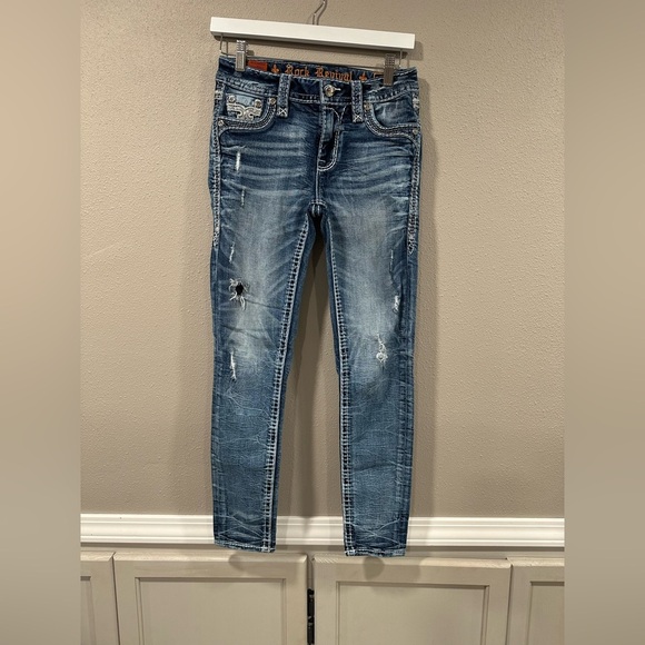 Rock Revival Beet Red Mid-Rise Skinny Stretch Jean - Picture 3 of 16